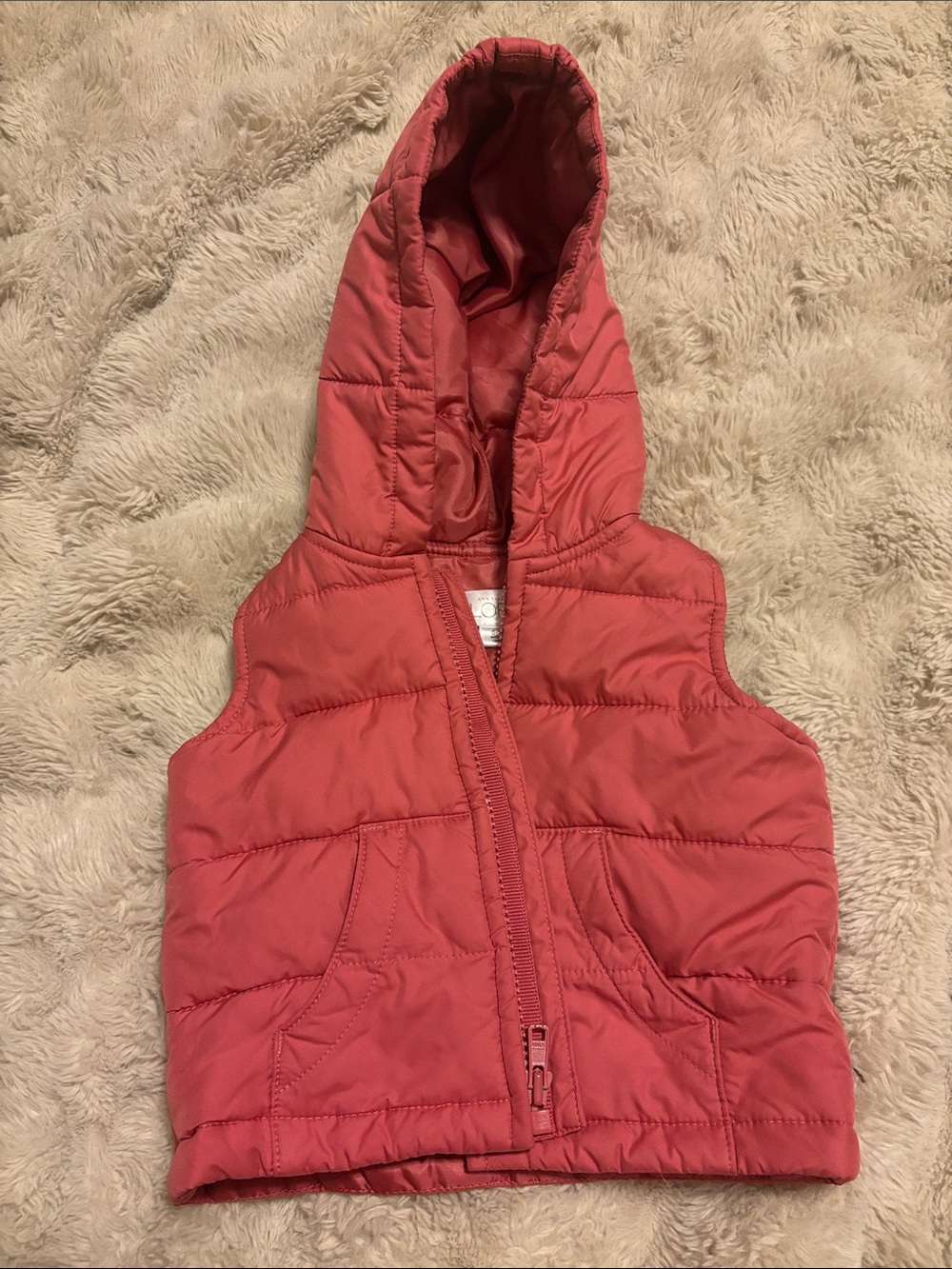 LOFT Girls Hooded Puffer Vest in Coral